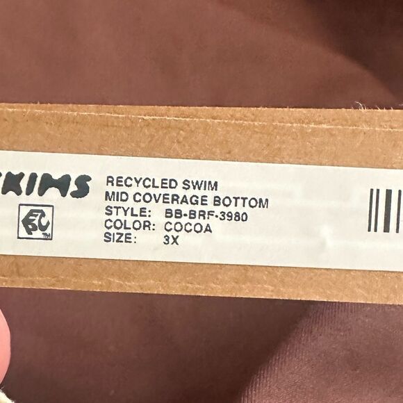 SKIMS NWT Recycled Swim Mid Coverage Swim Bottom Bikini Swim In Cocoa Brown - Picture 6 of 7